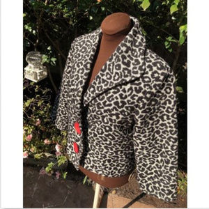 Vtg PAINTED PONY SASSY LEOPARD 80's CROPPED BLAZER